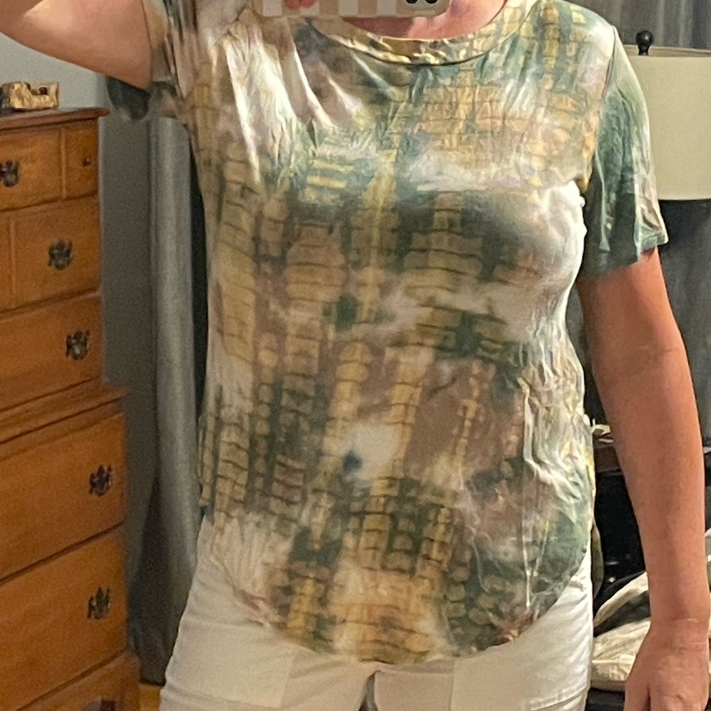 Apricot Lane Boutique tee with cut out back. Tie dye jersey.